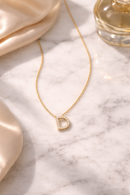 D Letter Gold Necklace for Women